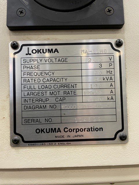 Okuma MA60-HB CNC Mill - No 104522 - Serial