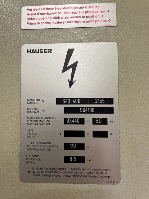 Hauser S40-400 Gig Grinder - No 2155 - Serial